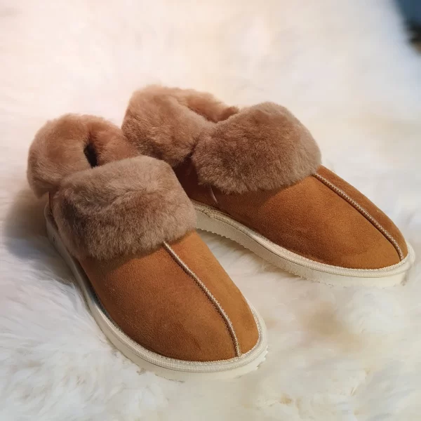 Chaussons en agneau double face QUEBEC CAMEL