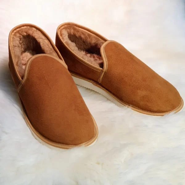 Chaussons en agneau double face OLERON CAMEL